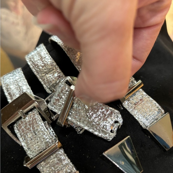 Lady Couture Club Color black knee high chrome spike platform cosplay boots 9 - Picture 10 of 10